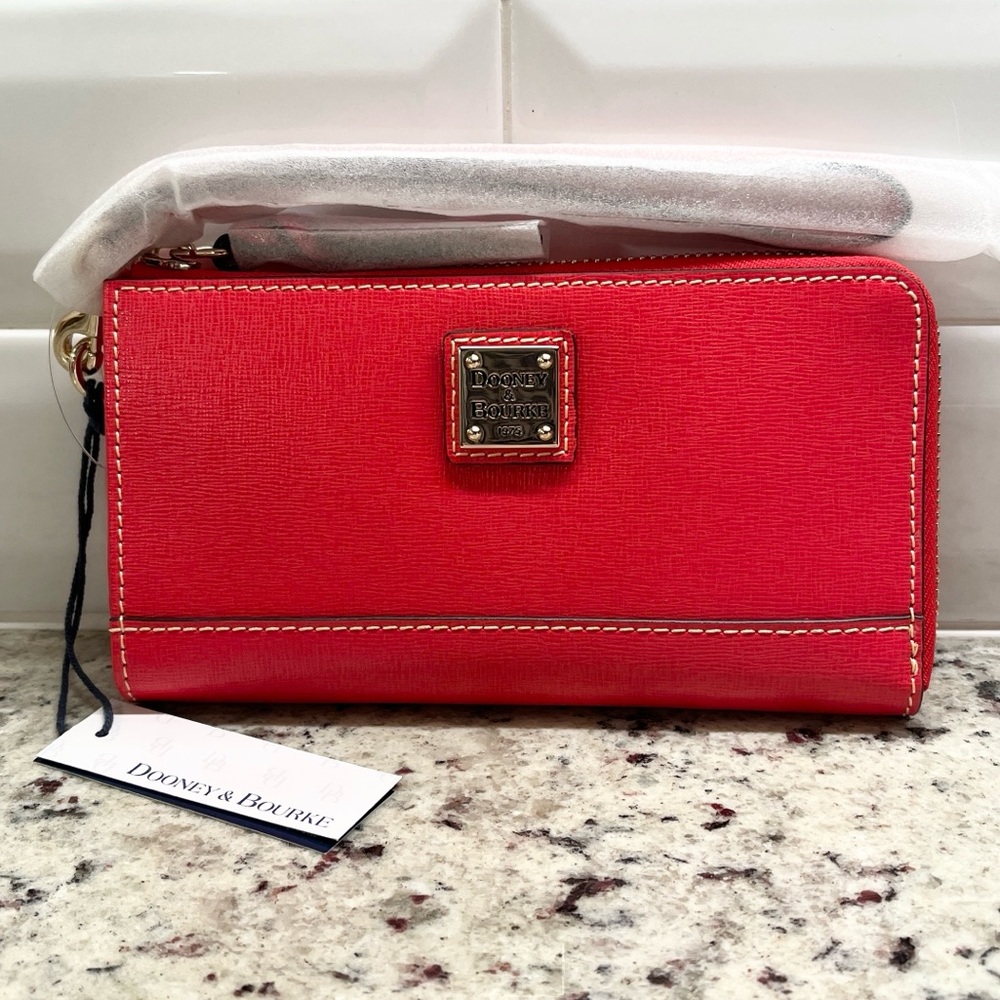 Dooney & Bourke Red Saffiano Leather Wallet NWT and in Box